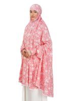 ANA Maham Pink Floral Prayer Dress – Pure Cotton Namaz Makhna with Tie Knot | Lightweight, Breathable for Hajj, Umrah & Salah - Image 2