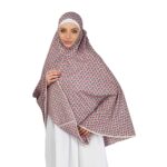 ANA Nayla Red Motif Floral Prayer Dress – Pure Cotton Namaz Makhna with Tie Knot | 40″ Front × 44″ Back | Lightweight, Breathable for Hajj, Umrah & Salah - Image 2