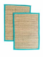 Aasan mat | Korai Mat | Natural Nool Aasan Grass Sitting Mat | Handwoven Floor Prayer | Meditation Mat | Size 18 x 24 Inch (Light Blue) - Image 2