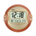 Ajanta Quartz Digital Round Wall - Table Clock (26.5 cm X 26.5 cm, Golden, ODC-110) Plastic - Image 2