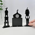 American Elm Ramadan Table Decor Islamic Eid Home Decoration Set of 3 Pcs Wooden Acrylic Mosque Centerpieces 5.3 x 3.9 Inch Ready to Display - Image 2