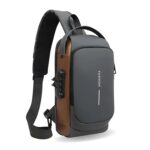 Anti-theft Unisex Sling Bag with Password Lock, Convertible Shoulder Strapith With USB Charging Port, Dual Zipper, Passport & Document OrganizerTravel Bag Pack of 1 (Grey-Gold, Medium) - Image 2