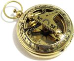 Antique Finish Brass 2" Sundial Compass Nautical Marine Old Vintage Pocket Style Compass - Image 2