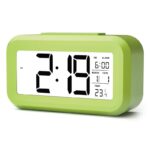 Avyaya Digital Alarm Clock Large LED Display Smart Backlight Battery Operated Alarm Table Clock with Automatic Sensor | Date & Temperature for Kids,Student Bedroom (Green) - Image 2