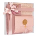 BABY SHOWER CHOCOLATE Islamic Gift Set, Velvet Prayer Mat, Prayer Beads, Shawl and Yaseen Book, Perfect Family and Eid Gifts (Pink) - Image 2