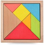 BKDT Marketing 7 Pieces Wooden Tangram Puzzle Colourful 3D Travel Game for Boys & Girl Mind Development of Kids 7 Blocks Educational Gift for Kids Iq Brain Teaser Toys (Multi Color) - Image 2
