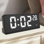 BUQARO Digital Alarm Clock for Bedroom and Desk – LED Timepiece with Time, Date, Temperature Display, Automatic Sensor, and Loud Alarm for Home, Office, and Students (Black) - Image 2