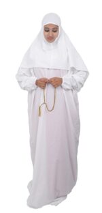 Barakath Women's Prayer Dress Abaya Ihram Set for Hajj Umrah(100% Cotton) White (Large) - Image 2