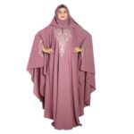 Beautiful Self Design Pink Embroidery Kaftan Abaya For Girls & Women - Image 2