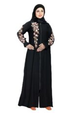 Black Abaya Embroidery Work Burqa For Women Elegant Modest Wear Islamic Stylish Dubai Abaya Farasha Naqab - Image 2