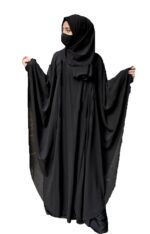 Black Plain Abaya Farasha For Women Burkha Modest Wear Islamic Fashion Naqab - Image 2