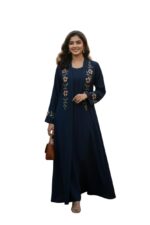 Burqa for women made embroidery design jacket pattern chest is 44 inches and it is 56 inches long suitable up to 65kg body weight. (MZ 620 embroidery Blue) - Image 2
