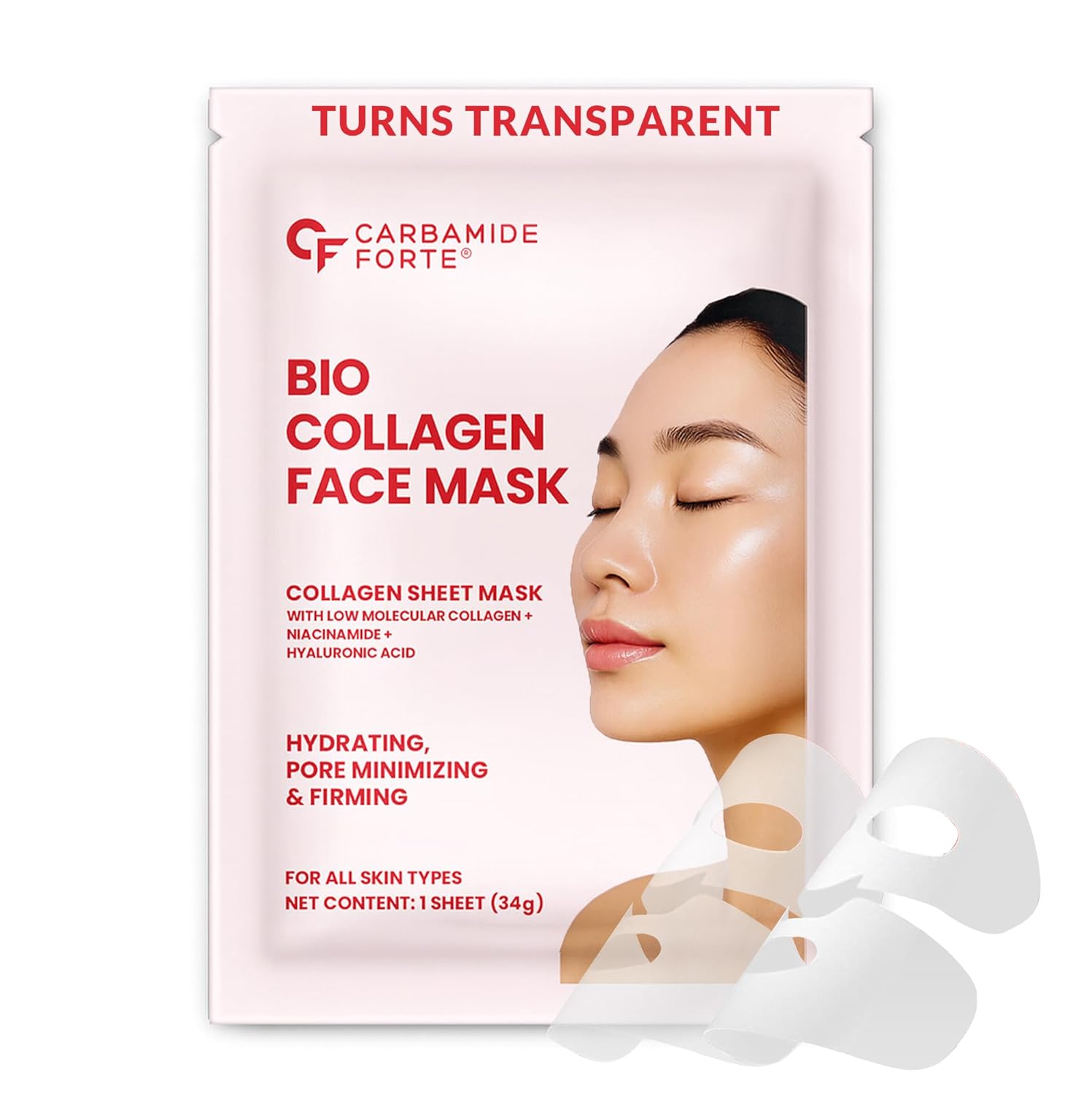 Carbamide Forte Bio Collagen Mask | Collagen Mask Overnight | Sheet Mask | Korean Glass Skin Overnight Hydrogel Face Mask Sheets for Deep Hydration, Pore Minimizing, Firming & Moisturizing | Paraben-Free | For All Skin Types | 1 Piece - 35g - Image 2