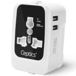 Ceptics International Travel Adapter, Universal Charger, 2X 2.4A USB-A with 15W Output, Universal Socket for Global use, CE & RoHS Certified– Black/White - Image 2