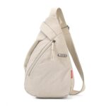 Chest Bag for Men, Shoulder Sling Bag, Shoulder Bag Men, with Main Compartment and Hidden Pocket Lightweight Washed Nylon Crossbody Bag for Daily Commute Hiking Work 32cm x 19cm x 8cm Beige - Image 2