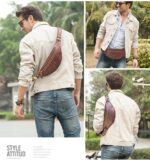Contacts Fanny Pack Waist Bag Multifunction Genuine Leather Hip Bum Bag Travel Pouch for Men and Women- Sturdy Metal Zippers | Adjustable Belt & Brass Lock (Hunter Brown) - Image 2