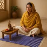 Cotton Dhurrie Prayer Rug | Handmade Woven Floor Mat | Flat-Weave Cotton Carpet | Meditation & Sitting Mat - Image 2