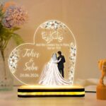 Custom Muslim Couple LED Lamp | Personalized Islamic Acrylic Night Light with Name Date | Engagement Ceremony Gift | Nikah Mubarak Wedding | Table Accent for Home Display (5.5x5.5 Inch) - Image 2