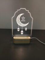 Dayami Premium Ramadan Kareem LED Acrylic Night Light | White Lighted Wooden Base Table Lamp | Islamic Ramadan Kareem Home Decor, Gifts for Family & Friends (15.5cm x 19.5cm, 1m USB Cable Included) - Image 2