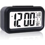Digital Table Alarm Clock Calendar Snooze Light Smart Battery Operated with Automatic Sensor,Date and Temperature Indoor Multifunctional Alarm Clock for Student and Bedroom (Black1) - Image 2