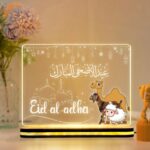 Eid al Adha Acrylic LED Night Lamp | Islamic Mubarak Decorative Light with Arabic Calligraphy | Muslim Home Decor Accent | Prayer Room Bedroom Table Display | Bakrid Festival Gift (8x6 Inch) - Image 2