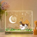 Eid al Adha Mubarak Acrylic LED Night Light | Islamic Home Decor Lamp with Arabic Calligraphy Artwork | Muslim Room | Bakrid Festival Gift | Bedroom Living Room Table Accent (8x6 Inch) - Image 2