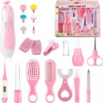 Electric Nail Drill Healthcare Accessories Kit for New Born Baby 13 in 1 Baby Grooming Kit Newborn Toddler Toes and Fingernails,Baby Nail Trimmer (BABY KIT PINK) - Image 2
