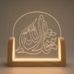 FAF MashaAllah Calligraphy LED Table Lamp for Home Decor | Islamic Acrylic Night Lamp with Wooden Base | Warm Light Ramadan Eid Decoration | Muslim Gift for Bedroom, Living Room, Prayer Room - Image 2
