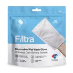 FILTRA® Disposable Wet Wash Mitts for Full Body Cleansing | Pre-Moistened Bed Bath Essentials | No-Rinse Personal Hygiene Bathing Mittens | Soft & Gentle Skin Care | Re-Sealable Zip Lock Pouch, Pack of 10 (10 count (Pack of 1)) - Image 2