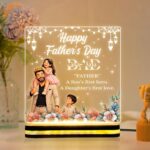 Father's Day for Abbu | LED Acrylic Night Light | Father and Kids Table Lamp | Meaningful Gift Dad Present | Islamic Home Decor | Warm Glow Desk Light |(5.5x5.5 Inch) - Image 2