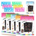 Finemoe Scratch Book with Stencil Scale for Kids, Bulk Return Gifts for Birthday, Magic Activity Kit, Thoughtful Return Gifts for Girls & Boys Ages 3 & Above, Art & Craft Kit for Kids (Small 6 Set) - Image 2