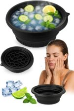 Foldable Ice Face Bowl for Skincare, BPA-Free Food-Grade Silicone, Pore Tightening and Cooling Facial Massage, Black - Image 2