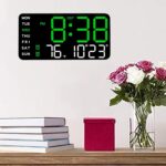 GHANU Plastic 9" LED Digital Clock Wall Clock with Date, Day, Temperature, Dual Alarm Clock, Adjustable Brightness, USB Powered Ideal for, Office, Seniors, Home Decor (Green Lights Black Body Frame) - Image 2