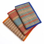 GLOWNEST Natural River Grass Handcrafted Pooja Aasan 20x18 Inch Mat for Prayer, Meditation & Sitting | Traditional Madurkathi Chatai Floor Mat - (Pack of 3) Blue, Orange & Red (Mixed) - Image 2