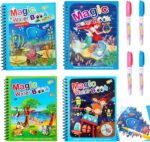 GOPIKRISHNA 4-Pack Water Magic Coloring Books with Refillable Pens - No-Mess Water Reveal Activity Book Set for Kids - Reusable & Travel-Friendly - Image 2
