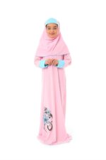 Girls Prayer Clothes Kids Islamic Clothing 2 piece Set Prayer Clothes Sleeve Cuffed Maxi Dress with a Head Scarf and A Rosary Gift Flowers Printed - Image 2