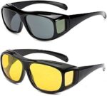 HD Vision Day & Night Unisex Goggles Polarized Sunglasses Men And Women 100% UV Protection Driving All Bikes and Car Anti-Glare Glasses Combo Pack of 2 (Yellow And Black, Large Size) - Image 2