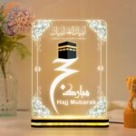 Hajj Mubarak Acrylic LED Night Light | Kaaba Islamic Table Lamp with Arabic Calligraphy | Muslim Home Decor | Ramadan Eid Gift | Prayer Room Desk Decoration | Warm Glow Display (6x8 Inch) - Image 2