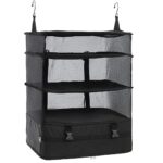 Hanging Packing Cubes Portable Travel Closet Collapsible Compression Clothes Organizer with Built in Shelves for Carry-on Luggage Suitcase Wardrobe X-Large_17.1 * 11.8 * 24.4 in, Black - Image 2