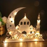 Haoser Ramadan Wooden Ornament, Moon Castle Design Desktop Sign,Ramadan Decoration for Home, Ramadan Kareem Table Centerpiece Decoration, Ramadan Mubarak Decor, Islamic Muslim Supplies, Eid Al-Fitr Gifts, Eid Mubarak Table Decor - Image 2