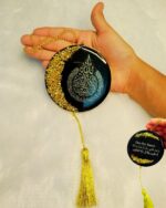 Hasbi Resin Handcrafted Islamic Arabic Ayatul kursi & Travel Dua Calligraphy Car Hanging| with Gold Chain & Tassel Decoration(Black) - Image 2