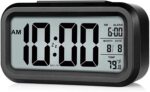 Hiply Digital Alarm Clock with Large LCD Display, Auto Brightness Sensor, Dual Alarm Snooze Function, Date Day Temperature Display - Compact Bedside Table Clock for Bedroom, Office & Travel - Image 2