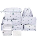 House of Quirk Polyester 9Pcs Set Travel Organizer Packing Cubes Lightweight Travel Luggage Organizers With Laundry Bag(White Cactus),30 Cm,12 Cm - Image 2