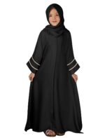 IKADEX Kids Girls Muslim Abaya Dress Modest Pearl Sleeve Cardigan Kaftan + Chiffon Hijab Islamic Ramadan Prayer Clothes - Image 2