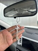ISLAMICHOMEDECORIN Stainless Steel Ali Car Hanging | 10 x 5 cm | Islamic Car Hanging | Islamic car Dashboard Accessories | Pack of 1 - Image 2