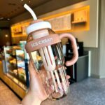 Ice Cream Theme Water Bottle With Straw Leakproof Sipper Bottle Kids Cartoon Print Tumbler With Handle And Strap Large Capacity Drinking Bottle - Image 2