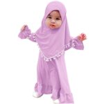 Infant Baby Girl Prayer Dress Kids Muslim Clothes for Toddler Girls Abaya with Hijab Ruffle Islamic Eid Ramadan Outfit - Image 2
