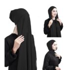 Instant Hijab, Black, One-Piece Pull-On Style, Ready to Wear Head Covering - Image 2