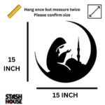 Islamic Crescent Moon Prayer Wall Art | Muslim Woman Praying Islamic Wall Decor | Ramadan Eid Islamic MDF Wooden Wall Hanging | Arabic Mosque Silhouette Home Decor for Living Room Bedroom Prayer Room - Image 2