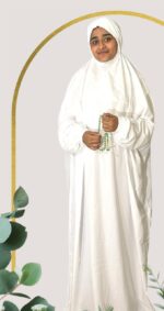 Islamic Prayer Dress for Women- Free Size, Muslim Dress with Hijab, Jilbab/Niskarakuppayam/Namaz Khimar/Prayer Clothes Niqab Khimar, Islamic Premium Prayer Clothes, (white Color) - Image 2